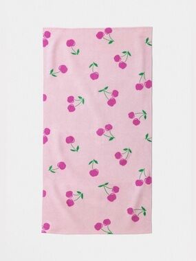 NEW Sun Squad Pink Cherries Print Beach Towel 30x60